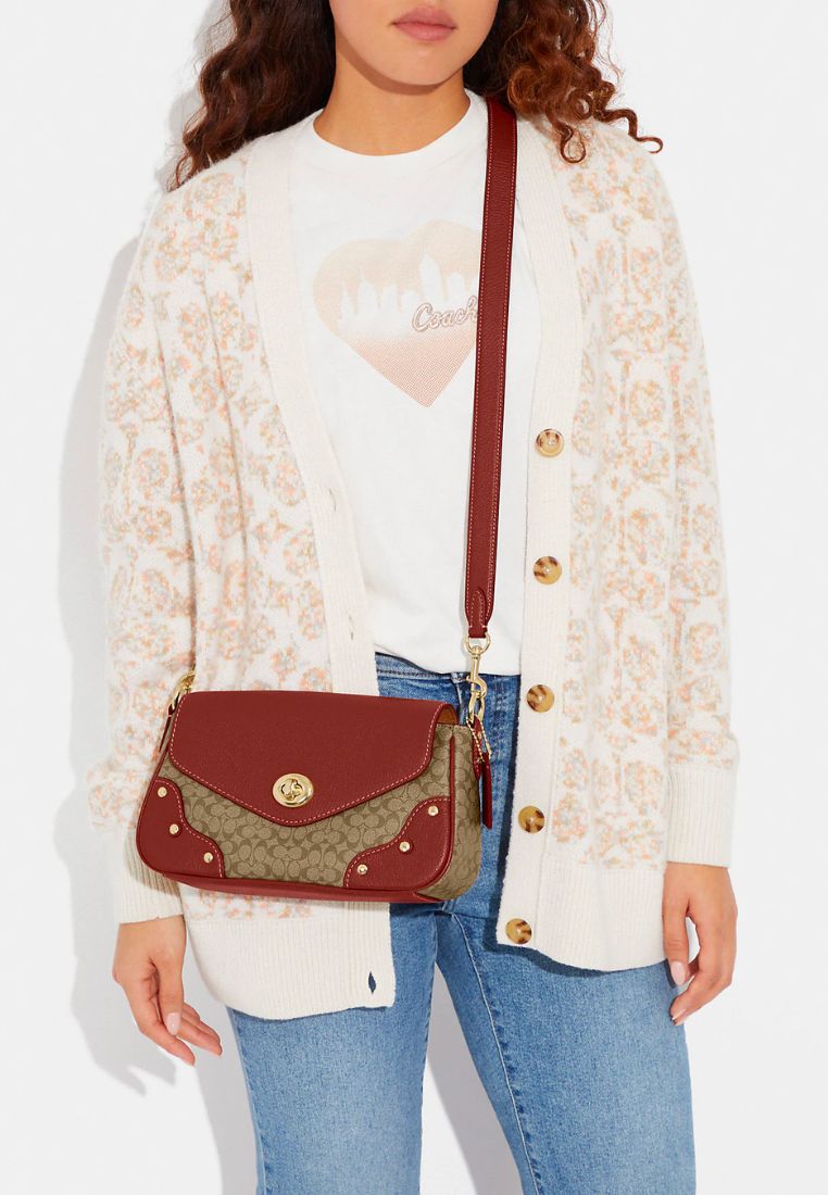 Millie Shoulder Bag In Colorblock Signature Canvas Terracotta