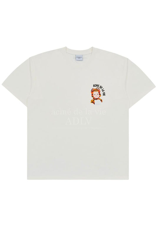 Mini Baby Face Baby Tiger Short Sleeve T-Shirt Cream