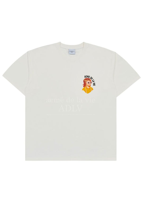 Mini Baby Face Yellow Shirt Short Sleeve T-Shirt Cream