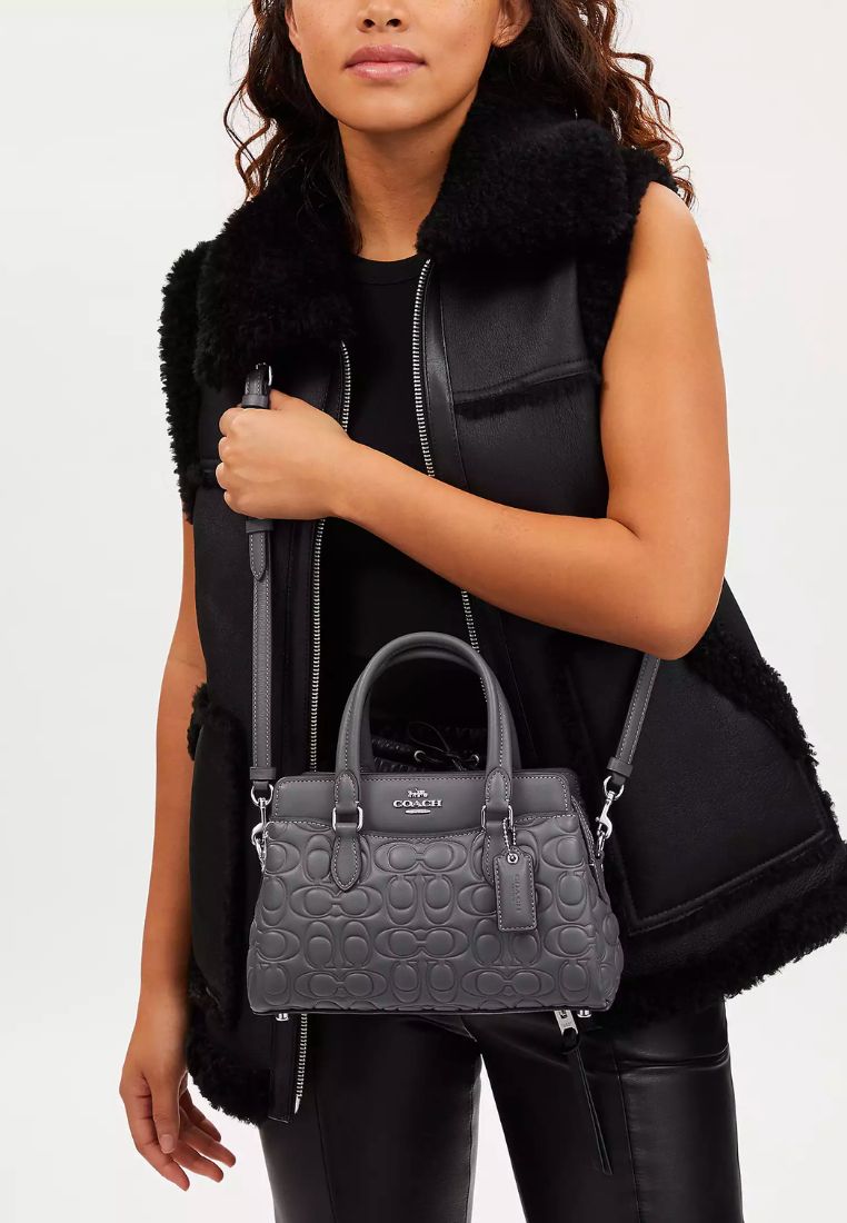Mini Darcie Carryall With Signature Leather Industrial Grey