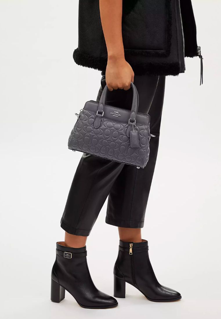 Mini Darcie Carryall With Signature Leather Industrial Grey