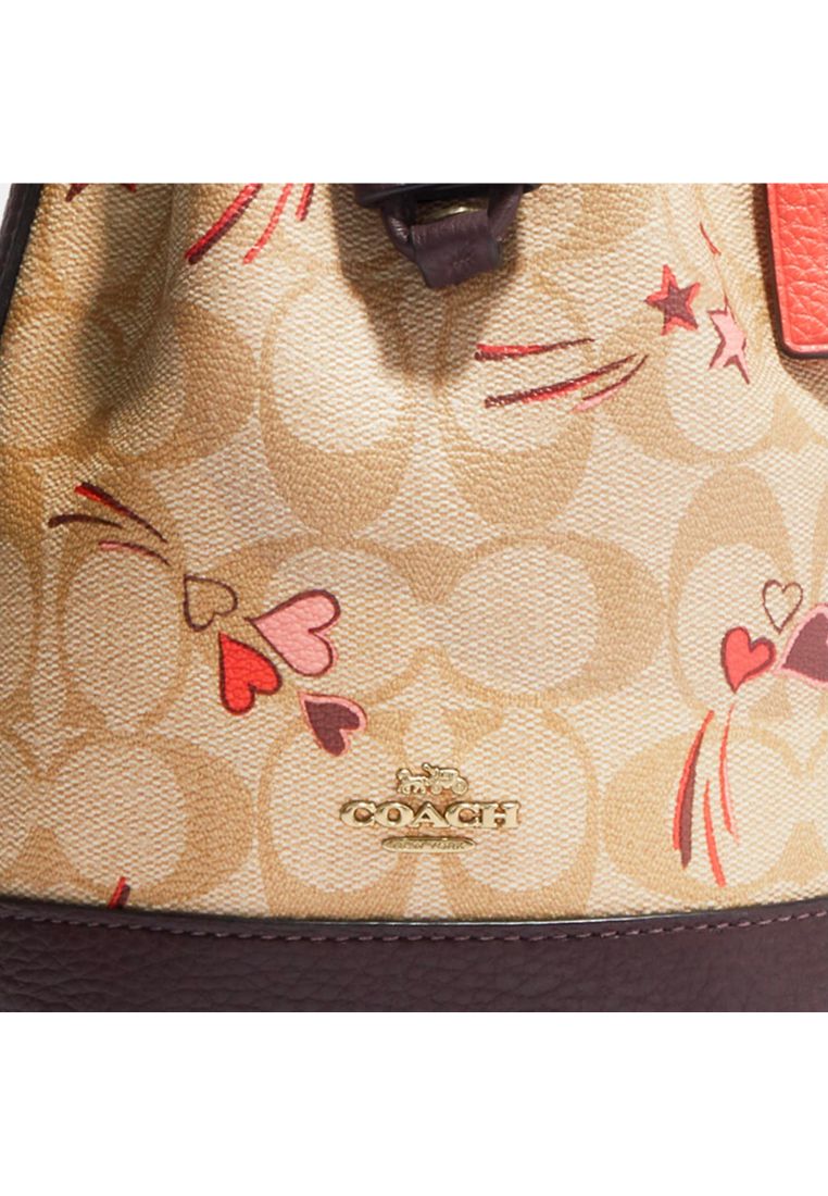 Mini Dempsey Bucket Bag In Signature Canvas With Heart And Star Print