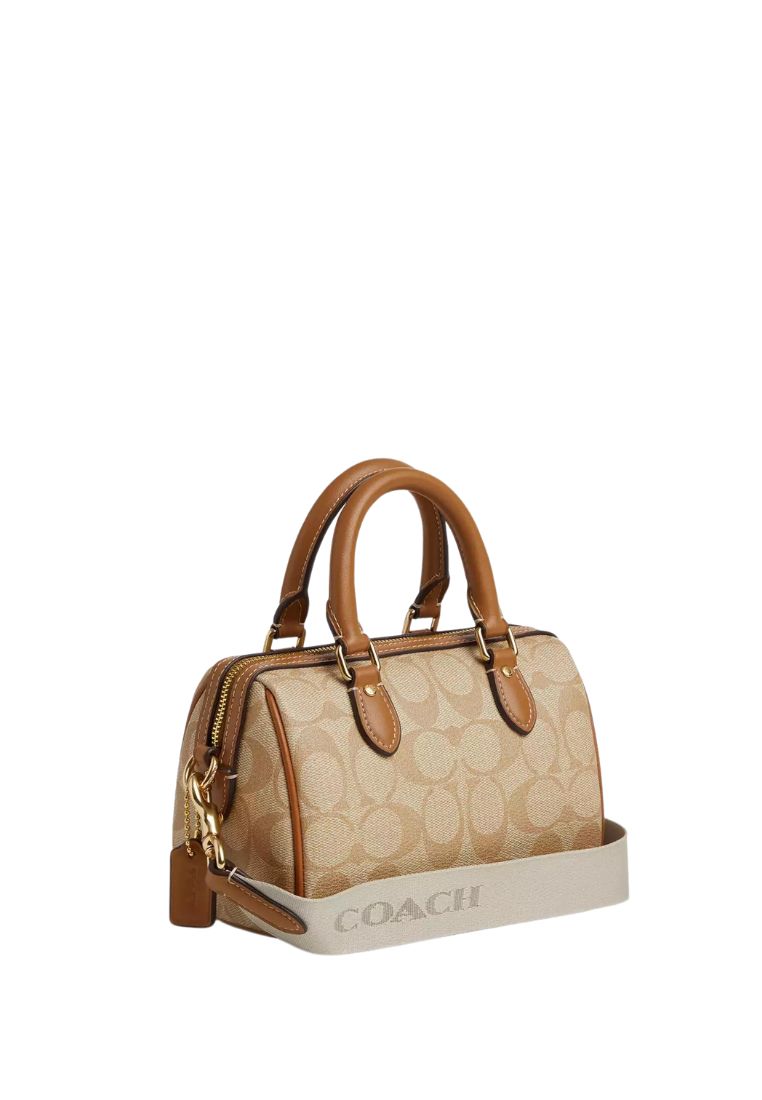 Mini Rowan Crossbody In Signature Canvas With Stripe Chalk LT Saddle