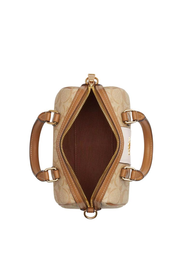 Mini Rowan Crossbody In Signature Canvas With Stripe Chalk LT Saddle