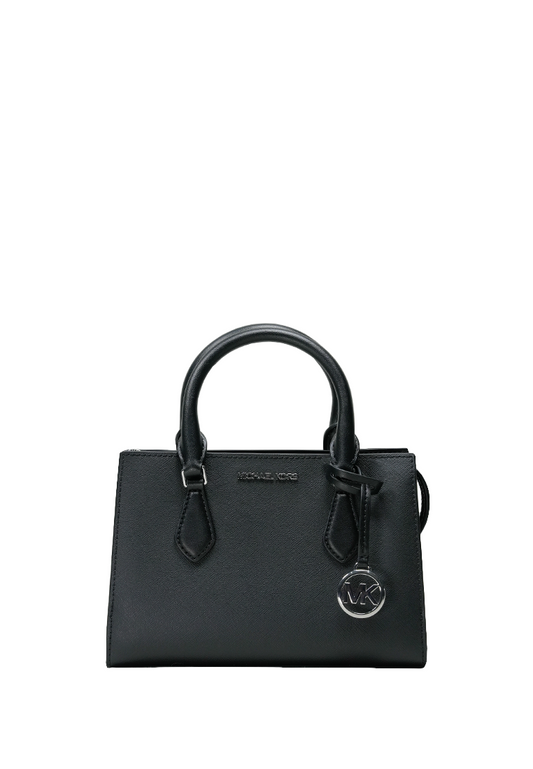 Sheila Small Faux Saffiano Leather Satchel Black