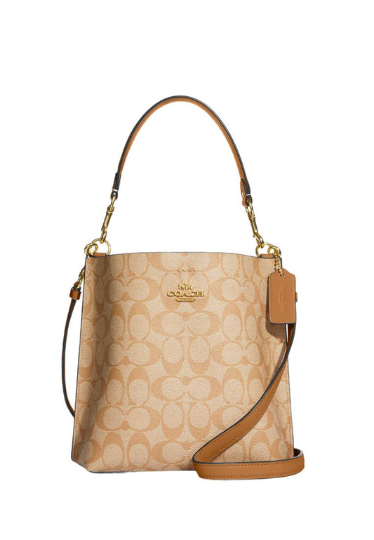 Mollie Bucket Bag 22 In Signature Canvas LT Saddle