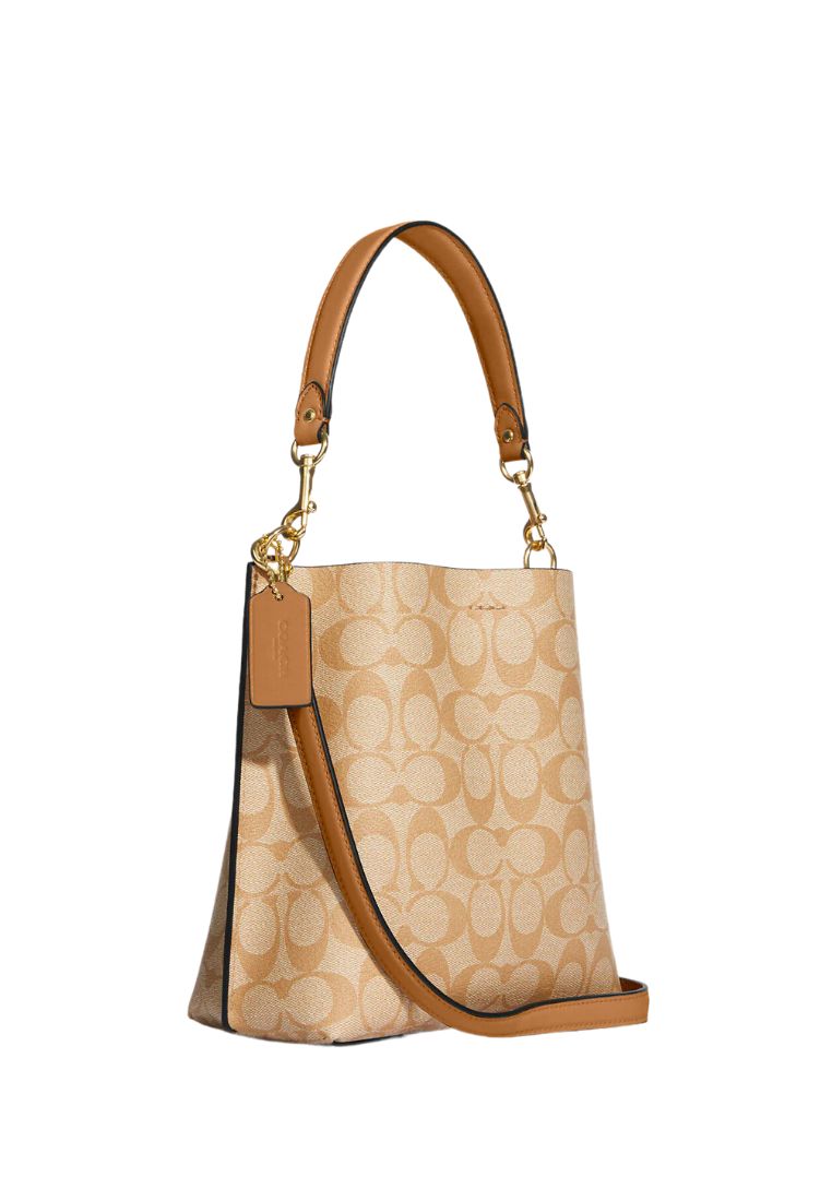 Mollie Bucket Bag 22 In Signature Canvas LT Saddle