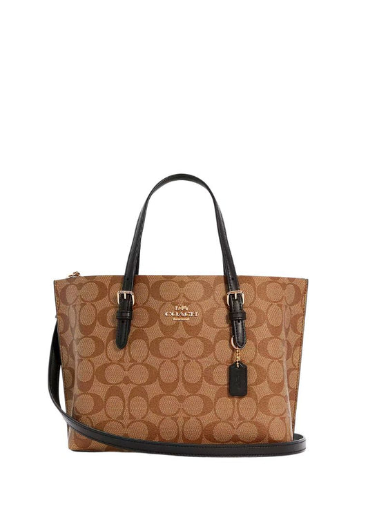 Mollie Tote 25 In Signature Canvas Khaki Black