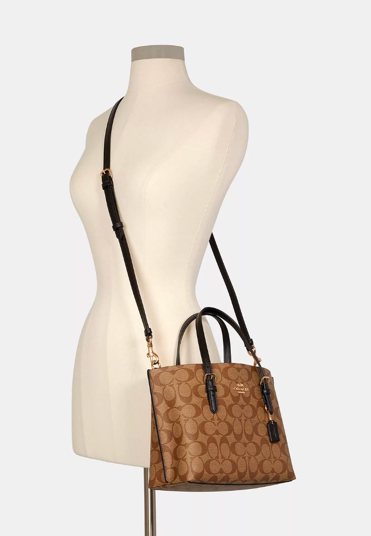 Mollie Tote 25 In Signature Canvas Khaki Black