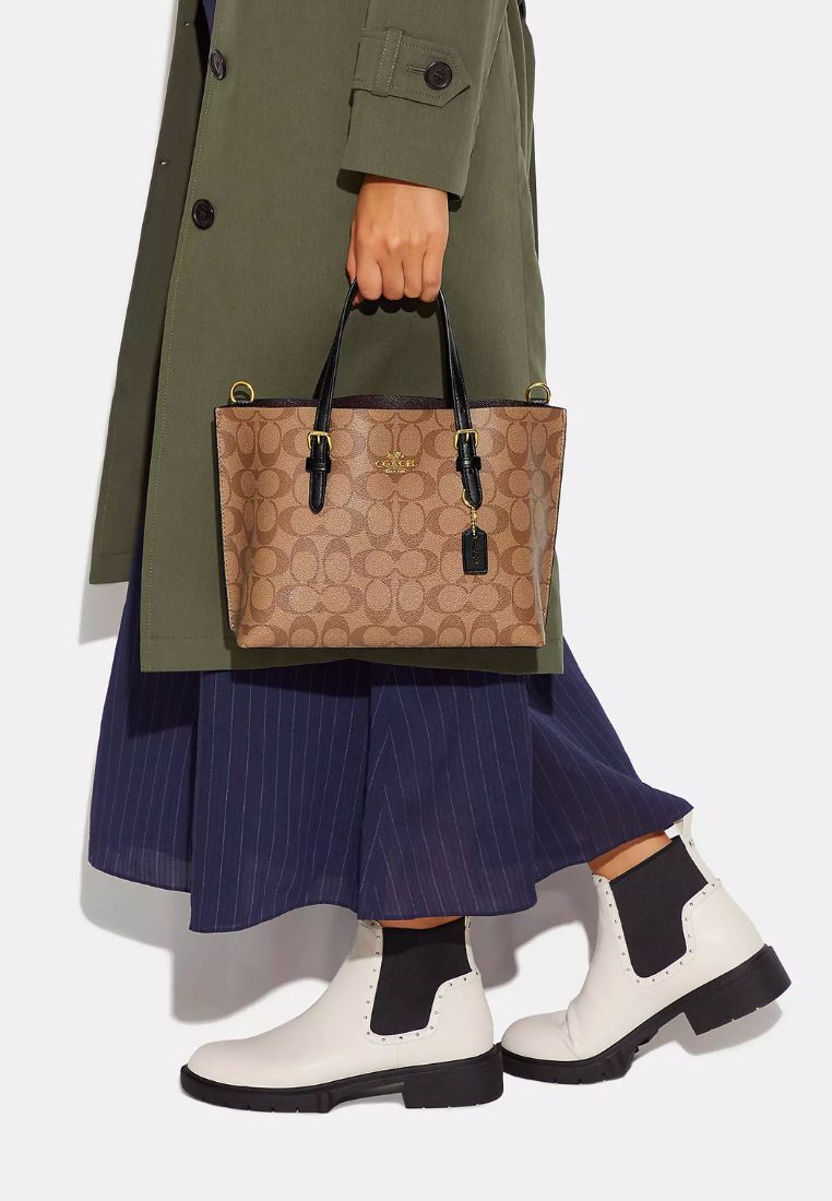 Mollie Tote 25 In Signature Canvas Khaki Black