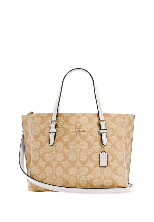 Mollie Tote 25 In Signature Canvas Light Khaki Chalk