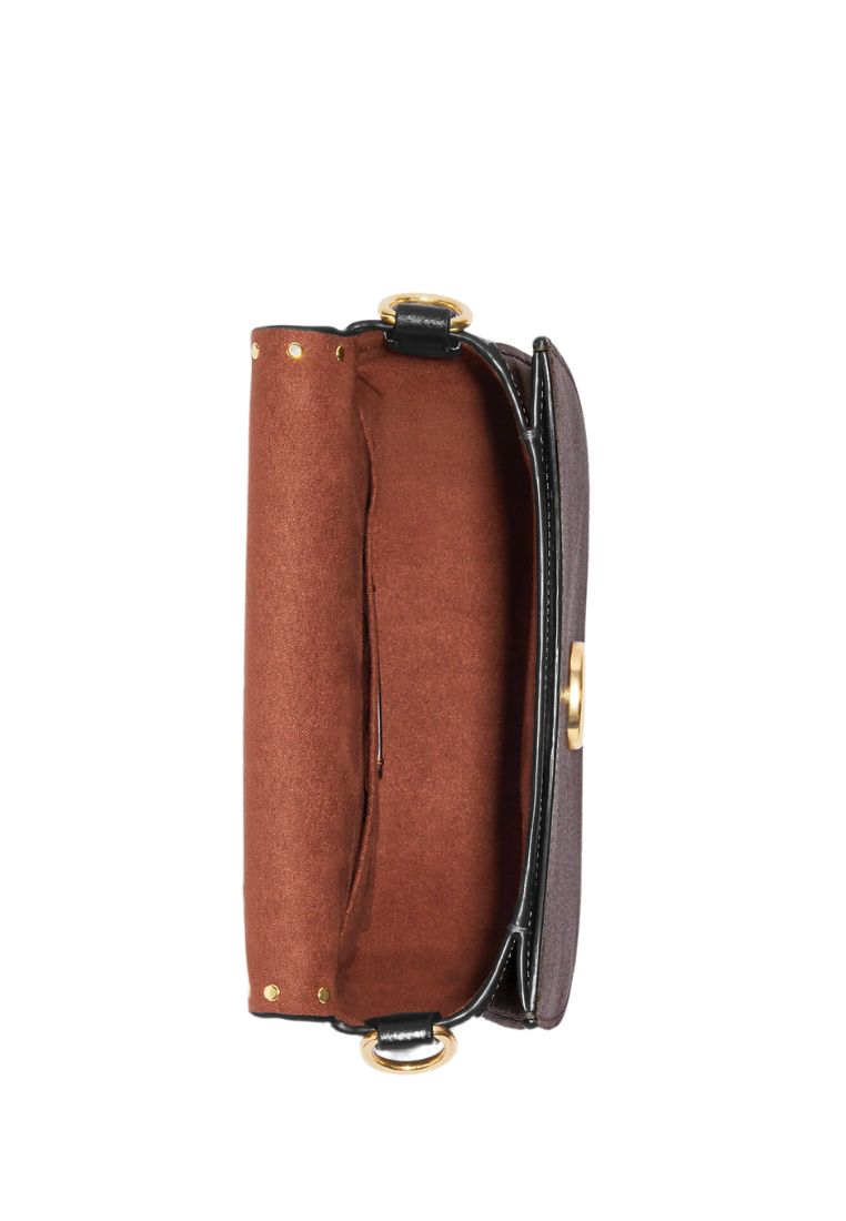 Morgan Saddle Bag In Colorblock Signature Canvas With Rivets Brown Black Multi
