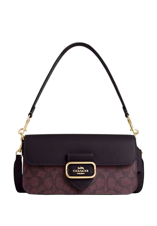 Morgan Shoulder Bag In Colorblock Signature Canvas Oxblood Multi