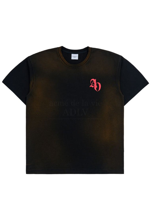 New Symbol Logo Spray Washing T-Shirt Black