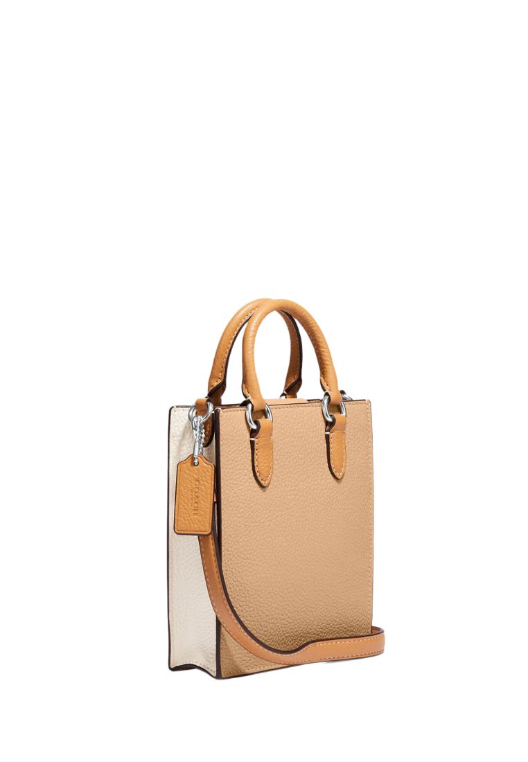 North South Mini Tote In Colorblock Sandy Beige Multi