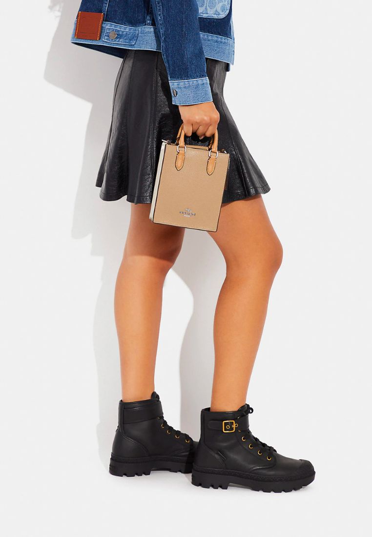 North South Mini Tote In Colorblock Sandy Beige Multi