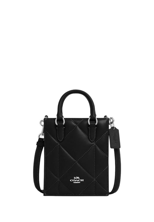 North South Mini Tote With Puffy Diamond Quilting Black