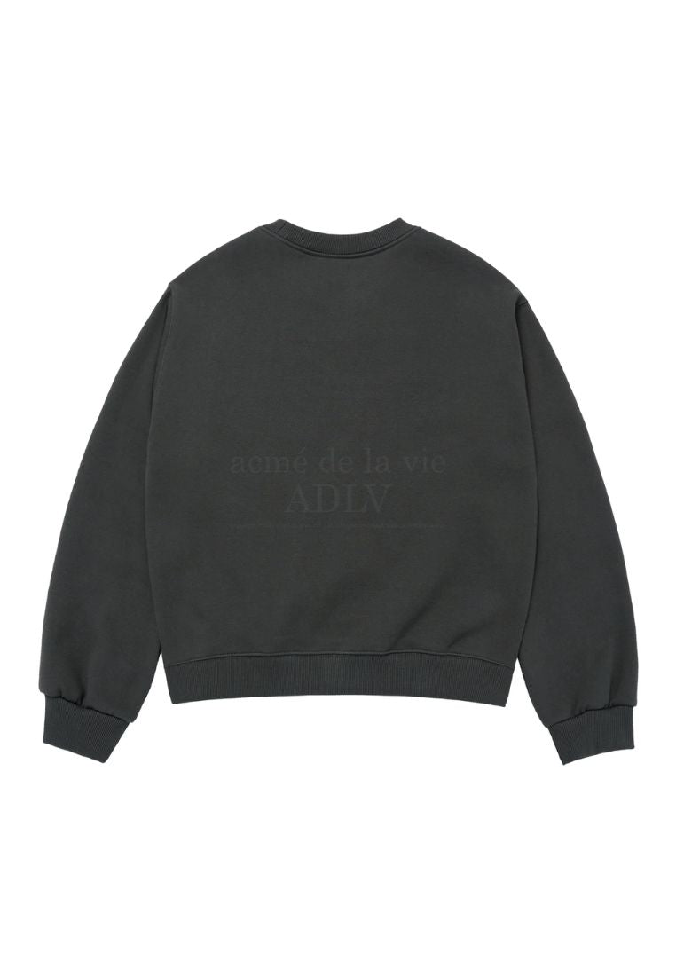 Old School Crack Printing Crop Napping Zurry Sweatshirts Charcoal