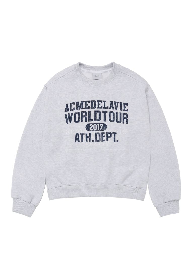 Old School Crack Printing Crop Napping Zurry Sweatshirts Ivory