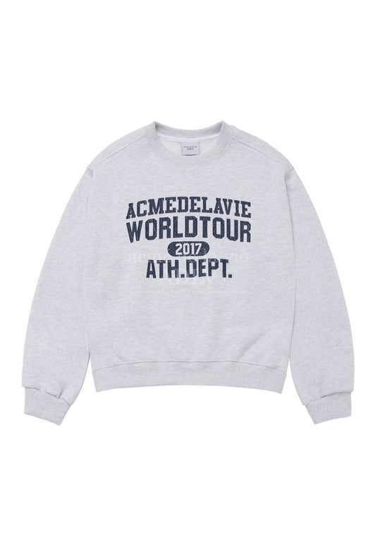 Old School Crack Printing Crop Napping Zurry Sweatshirts Ivory