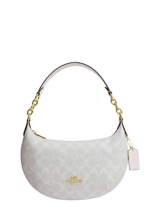 Payton Hobo In Signature Canvas Glacier White