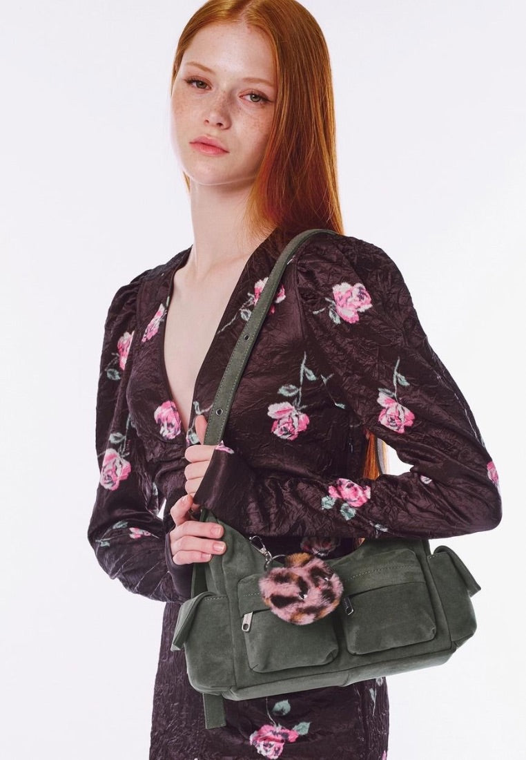 Pocket Mug Bag M Suede Khaki