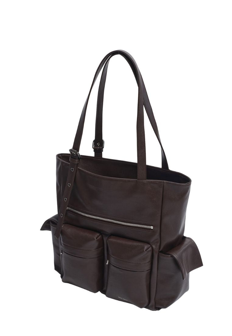 Pocket Shopper Bag L Nappa Chocolate
