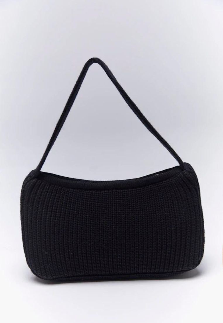 Preppy Knit Shoulder Bag Black