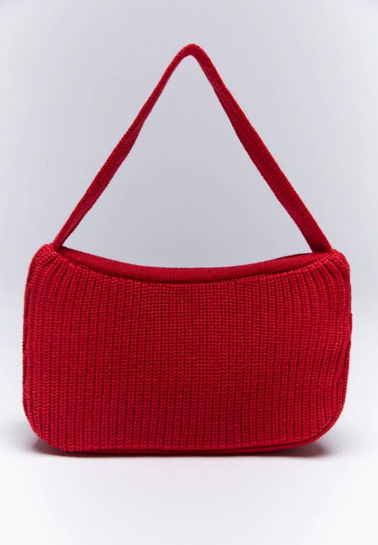 Preppy Knit Shoulder Bag Red