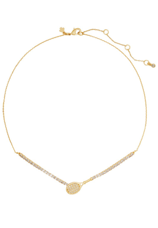 Queen Of The Court Tennis Necklace Clear Gold
