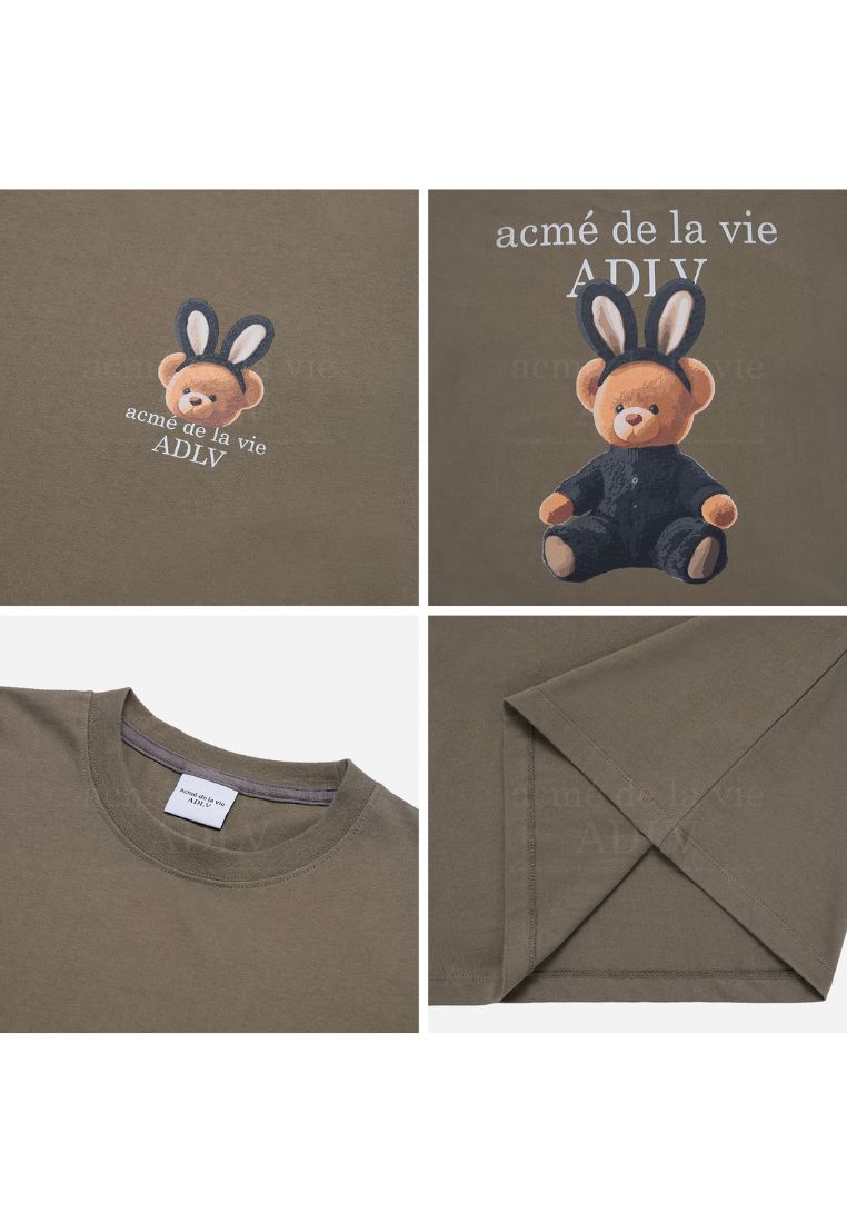 Rabbit Bear Doll Logo Short Sleeve T-Shirt Cocoa
