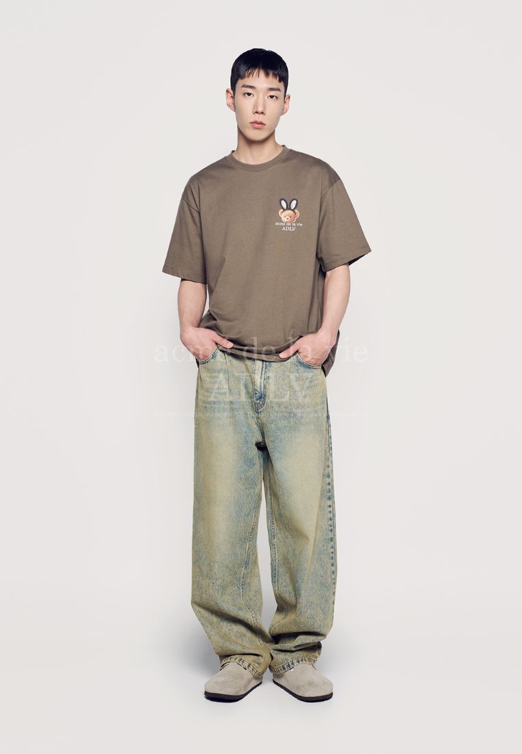 Rabbit Bear Doll Logo Short Sleeve T-Shirt Cocoa