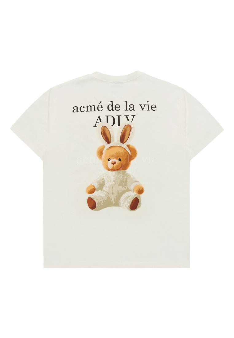 Rabbit Bear Doll Logo Short Sleeve T-Shirt Cream
