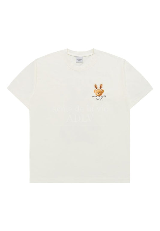 Rabbit Bear Doll Logo Short Sleeve T-Shirt Cream