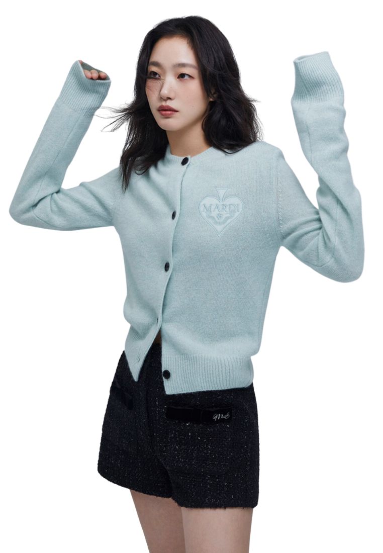 Raccoon Blended Cardigan V Neck Spade Mint