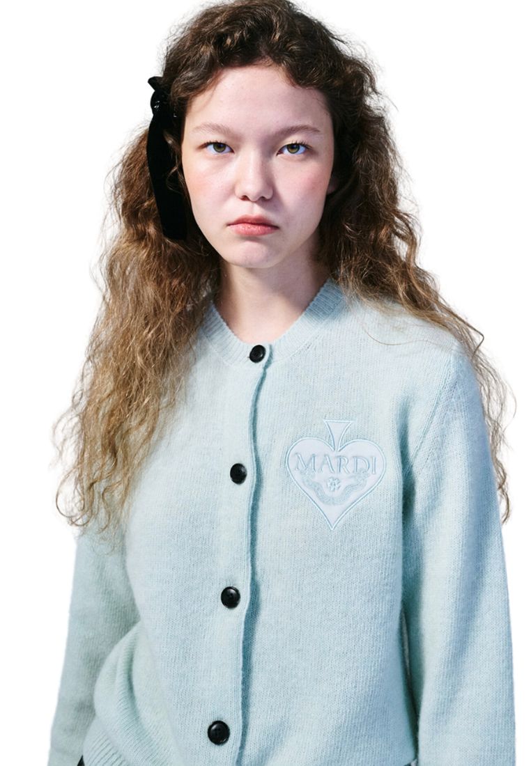 Raccoon Blended Cardigan V Neck Spade Mint