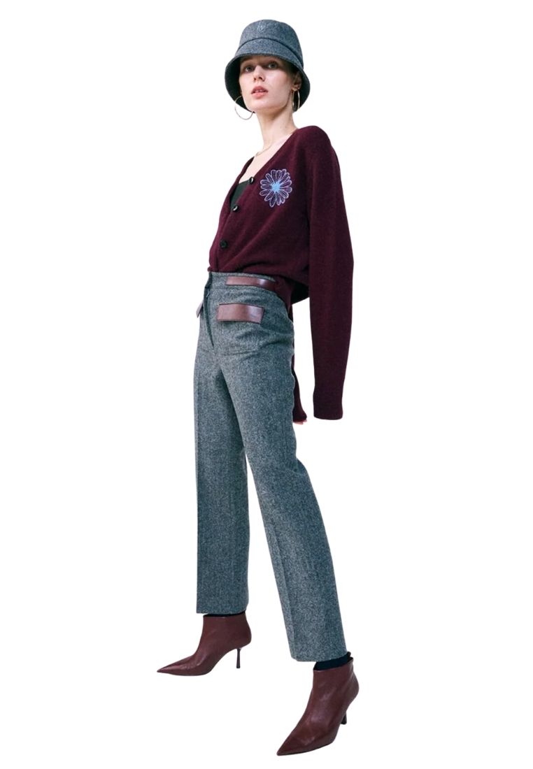 Raccoon Blended Cardigan V Neck Burgundy Sky