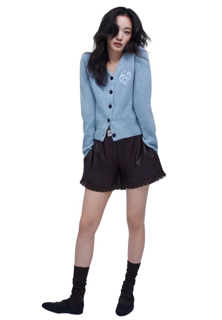 Raccoon Blended Cardigan V Neck Spade Mint