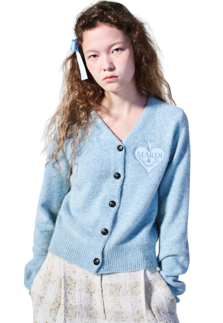 Raccoon Blended Cardigan V Neck Spade Mint