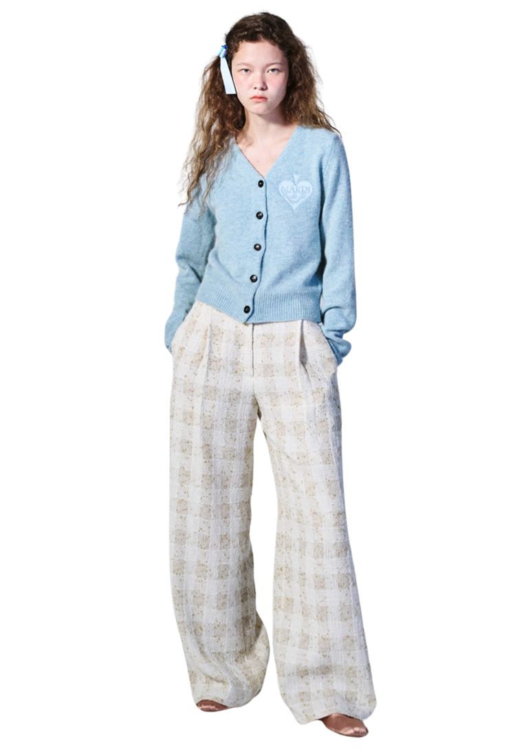 Raccoon Blended Cardigan V Neck Spade Mint