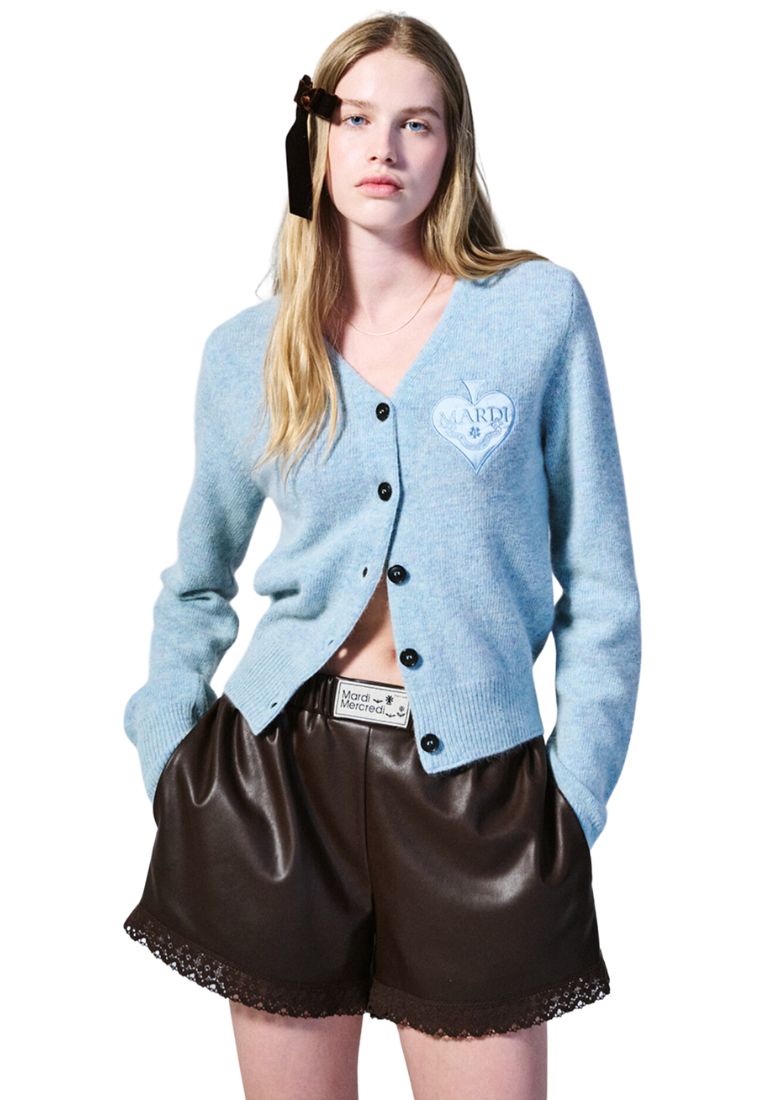 Raccoon Blended Cardigan V Neck Spade Mint