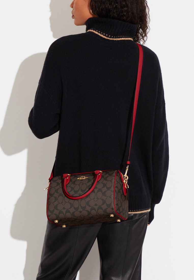 Rowan Satchel In Signature Canvas Brown 1941 Red