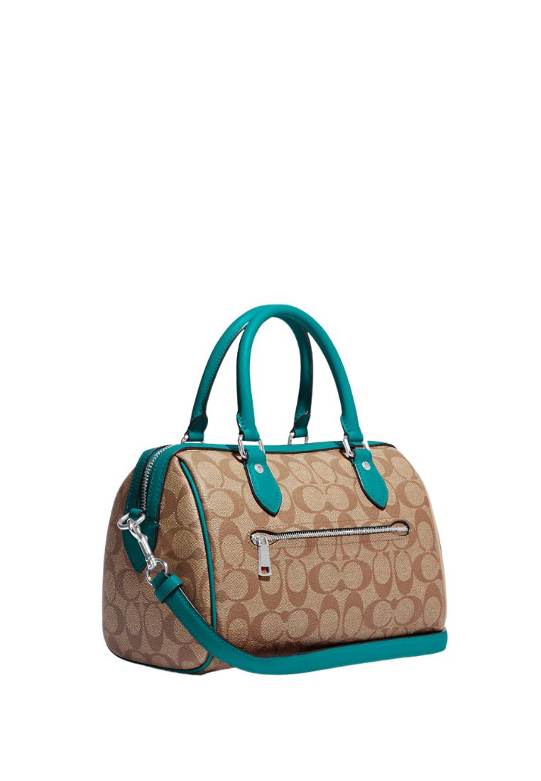 Rowan Satchel In Signature Canvas Khaki Teal