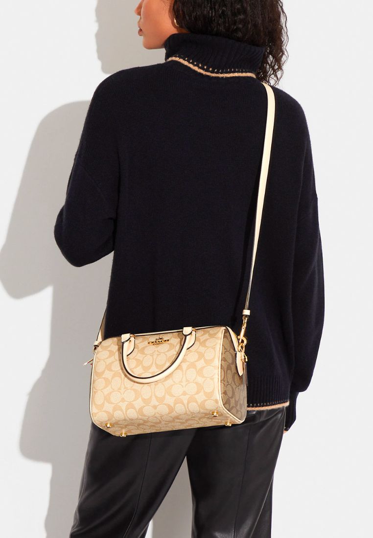 Rowan Satchel In Blocked Signature Canvas Light Khaki Multi