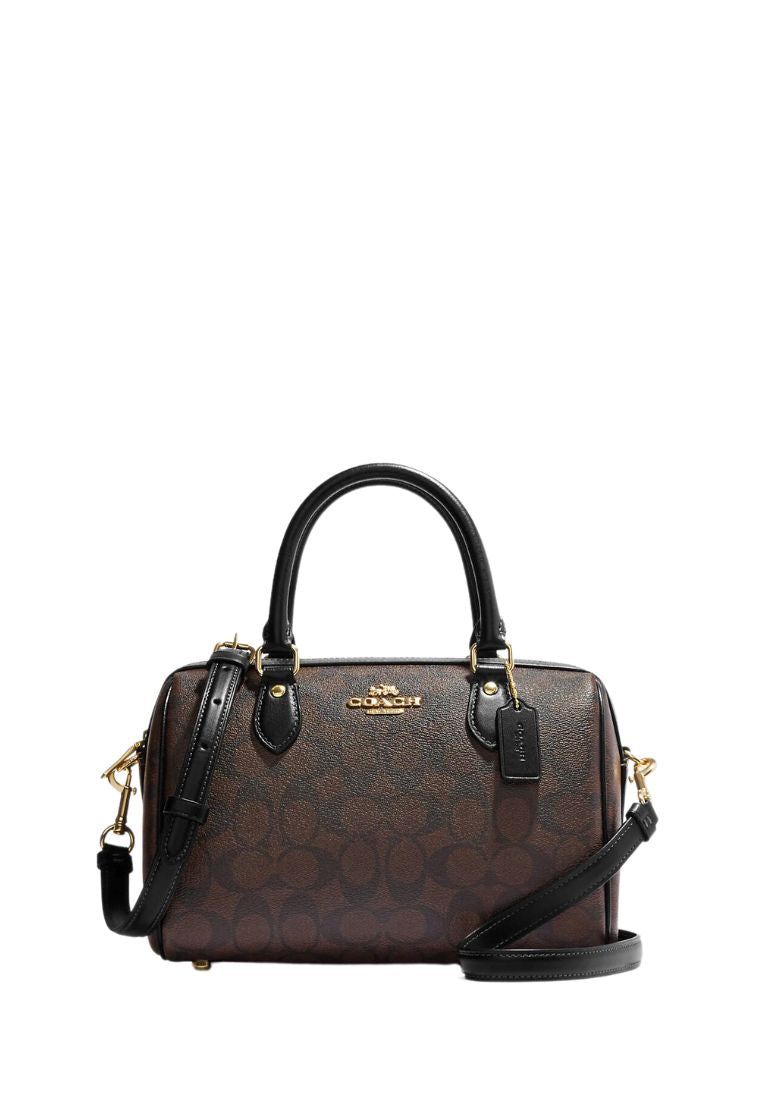 Rowan Satchel In Signature Canvas Brown Black