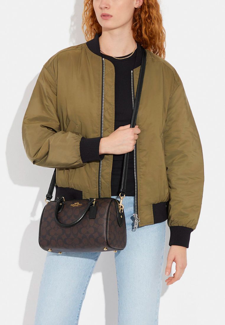 Rowan Satchel In Signature Canvas Brown Black