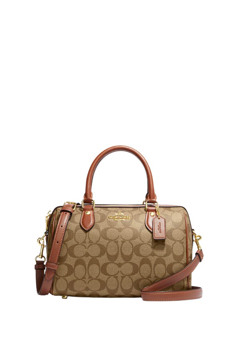 Rowan Satchel In Signature Canvas Khaki Saddle 2