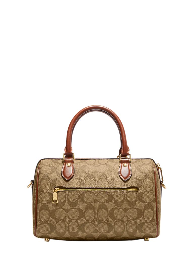 Rowan Satchel In Signature Canvas Khaki Saddle 2