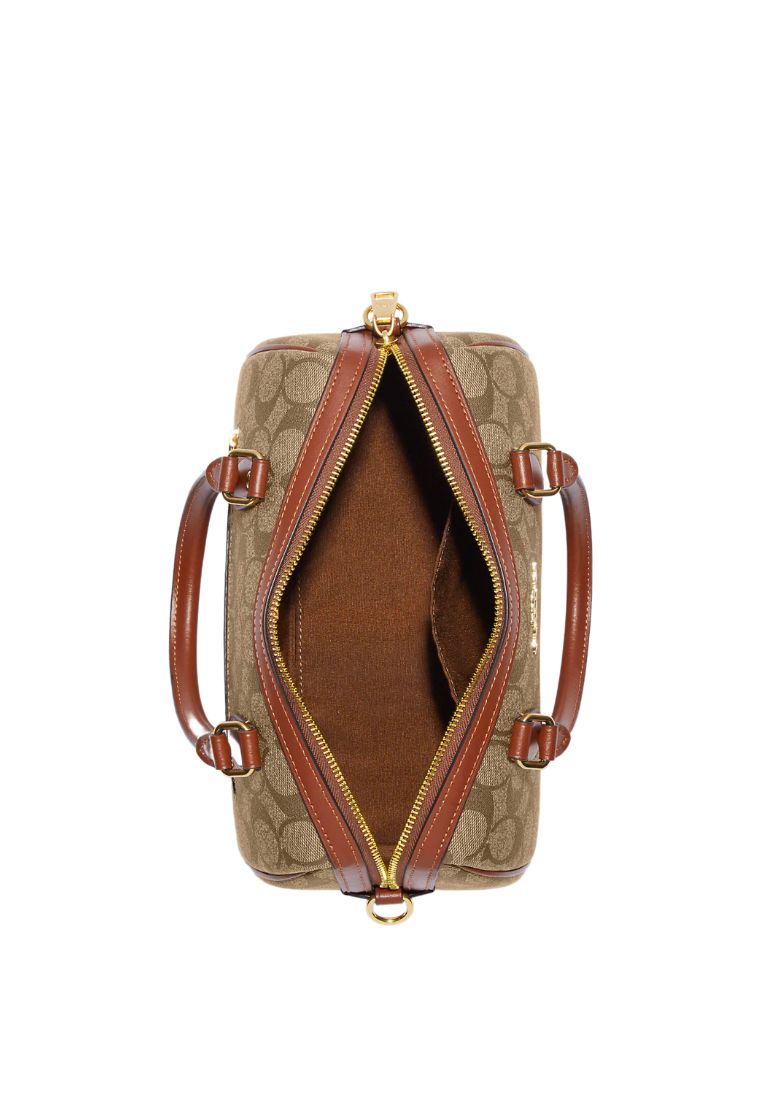 Rowan Satchel In Signature Canvas Khaki Saddle 2