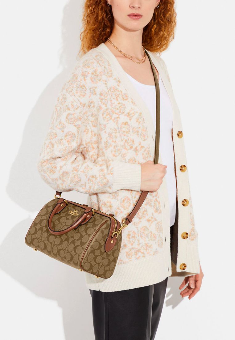 Rowan Satchel In Signature Canvas Khaki Saddle 2